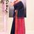 Women's navy blue embellished cotton blend jamdani saree
