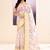Women's white embellished cotton blend printed saree