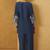 Women navy blue embroidered cotton blend straight kurta co-ord set
