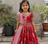 Red digital print gown with embroidered sequins