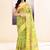 Women's olive embellished cotton blend printed saree