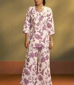 Women’s cream cotton blend printed co-ord set