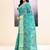 Women's turquoise embellished cotton blend printed saree