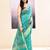 Women's turquoise embellished cotton blend printed saree