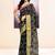 Women's black embellished cotton blend printed saree