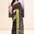 Women's black embellished cotton blend printed saree