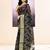 Women's black embellished cotton blend printed saree