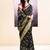 Women's black embellished cotton blend printed saree