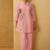Women pink pure cotton embroidered straight kurta co-ord set