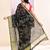 Women's black embellished cotton blend printed saree