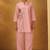 Women pink pure cotton embroidered straight kurta co-ord set