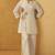 Women white pure cotton embroidered straight kurta co-ord set
