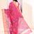 Women's pink embellished cotton blend printed saree