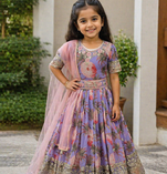  Lavender  Digital Print Gown With Embroidered Sequins 