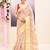 Women's baige embellished cotton blend printed saree