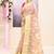 Women's baige embellished cotton blend printed saree