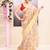 Women's baige embellished cotton blend printed saree