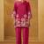Women pink embroidered cotton blend straight kurta co-ord set