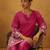 Women pink embroidered cotton blend straight kurta co-ord set
