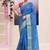 Women's sky blue embellished cotton blend printed saree
