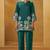 Women dark green embroidered cotton blend straight kurta co-ord set