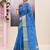 Women's sky blue embellished cotton blend printed saree