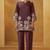 Women coffee embroidered cotton blend straight kurta co-ord set