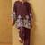 Women coffee embroidered cotton blend straight kurta co-ord set