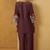 Women coffee embroidered cotton blend straight kurta co-ord set