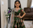  Green Digital Print Gown With Embroidered Sequins