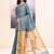 Women's sky blue embellished tissue jamdani saree