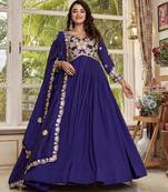 Pure vichitra embroidered gown with heavy cording sequence work & dupatta