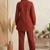 Rust pure cotton embroidered butta straight co-ord set