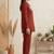 Rust pure cotton embroidered butta straight co-ord set