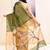 Women's moss green embellished tissue jamdani saree