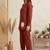 Rust pure cotton embroidered butta straight co-ord set