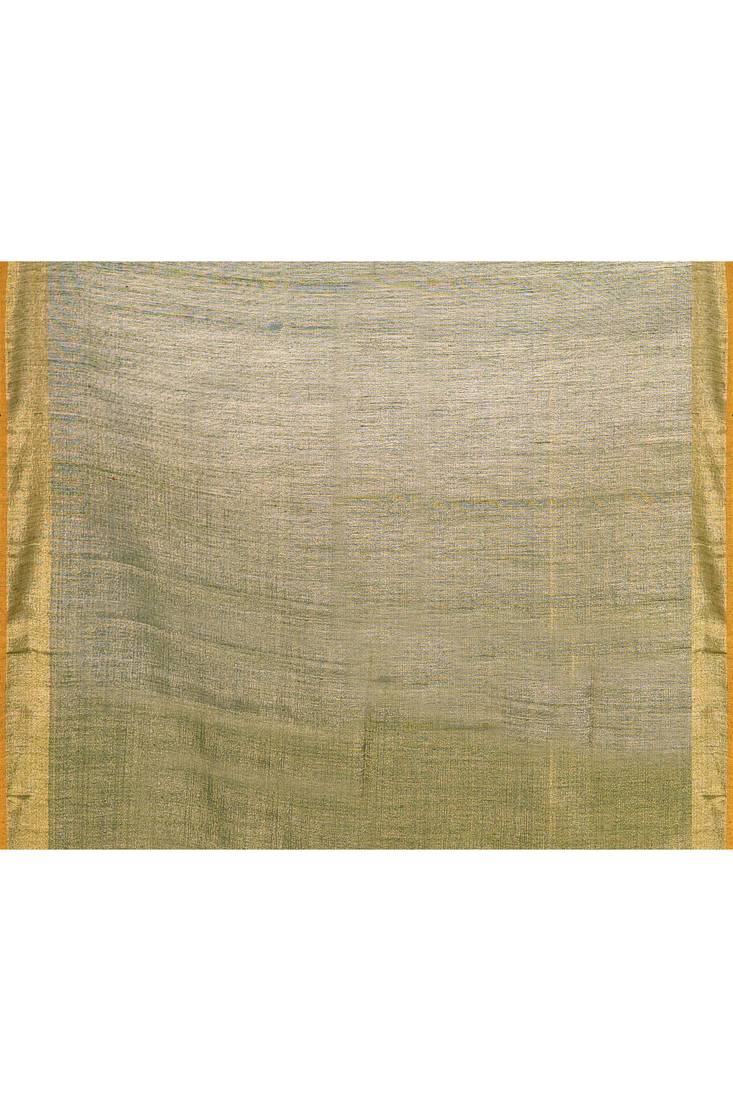 Women's moss green embellished tissue jamdani saree
