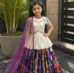New Designer Kediya Style Chinon Silk Embroidery Work White Readymade Lehenga Choli