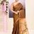 Women's brown embellished tissue jamdani saree