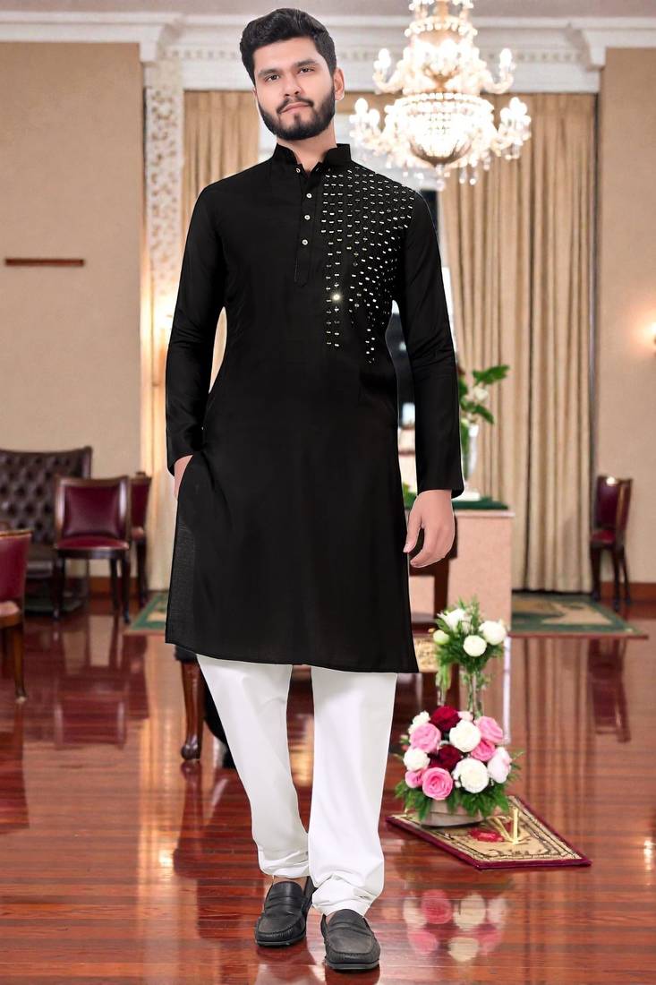 men’s festive special traditional cotton kurta with regular fit