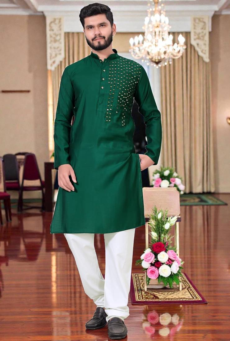 men’s festive special traditional cotton kurta with regular fit