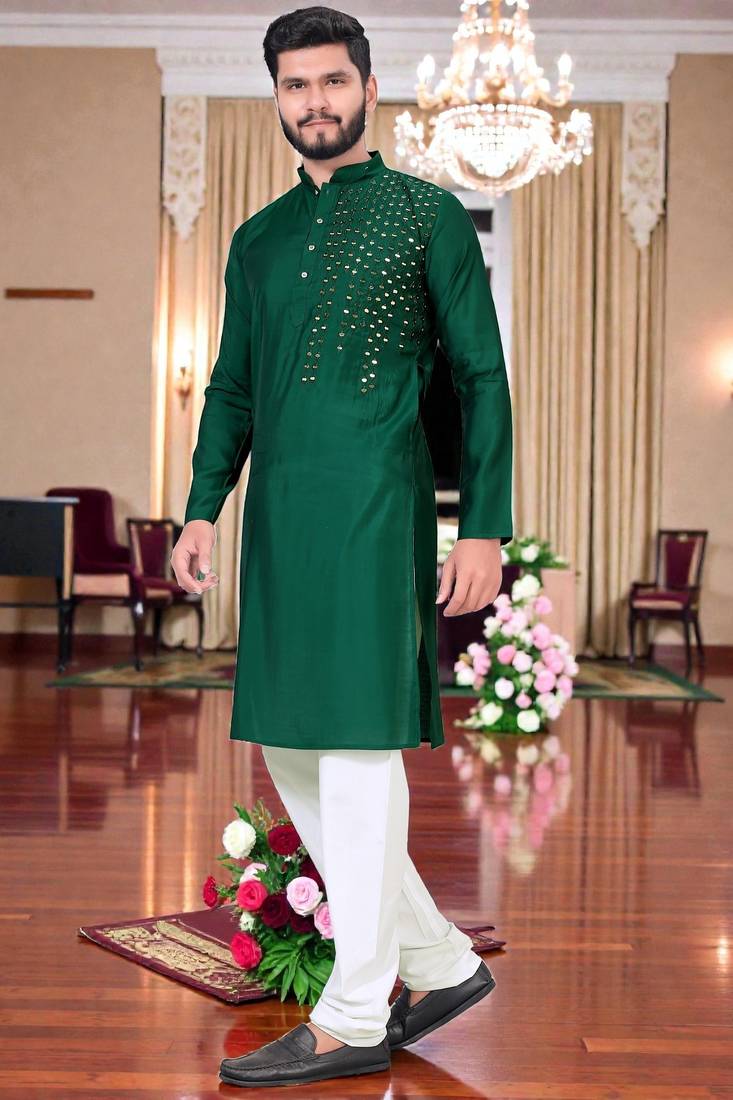 men’s festive special traditional cotton kurta with regular fit