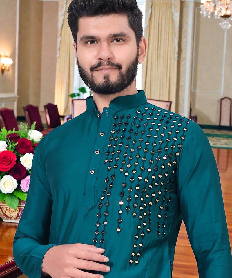 men’s festive special traditional cotton kurta with regular fit