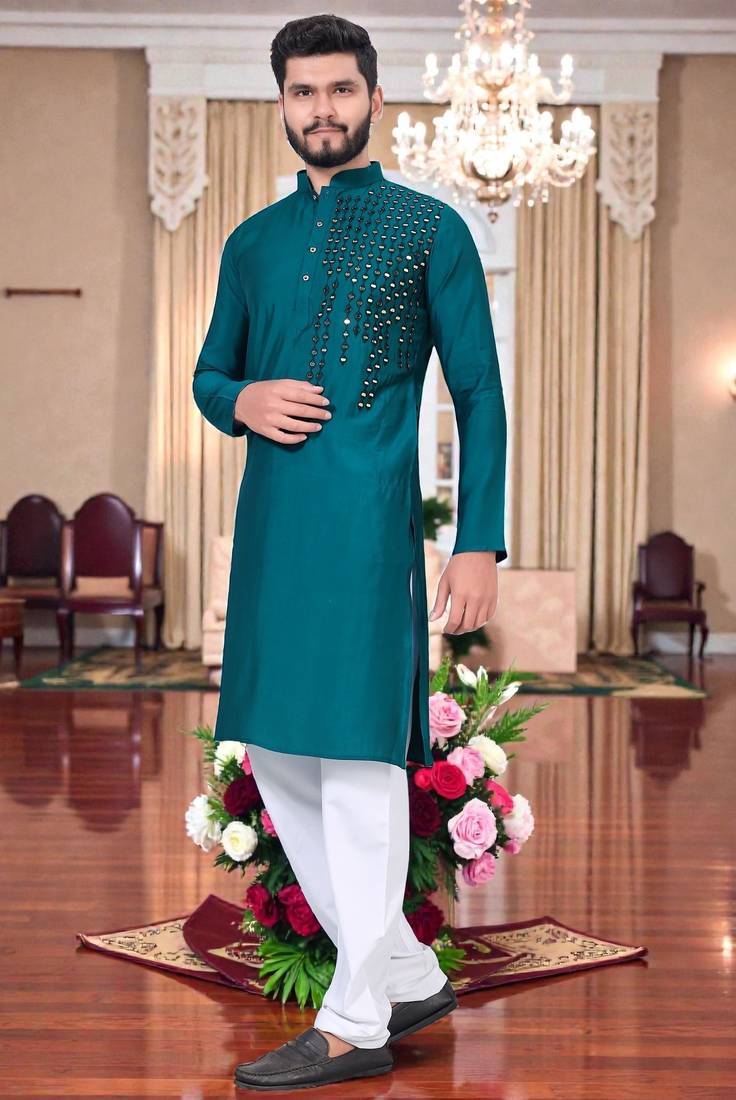 men’s festive special traditional cotton kurta with regular fit