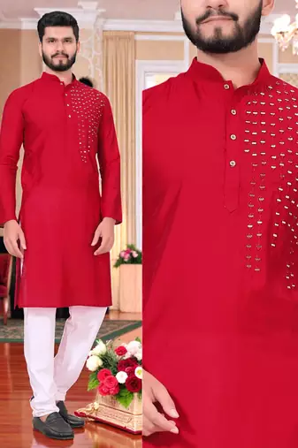 men’s festive special traditional cotton kurta with regular fit