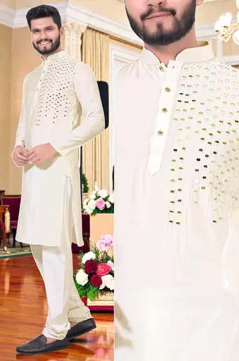 men’s festive special traditional cotton kurta with regular fit