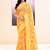 Women's yellow embellished cotton blend printed saree