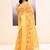Women's yellow embellished cotton blend printed saree