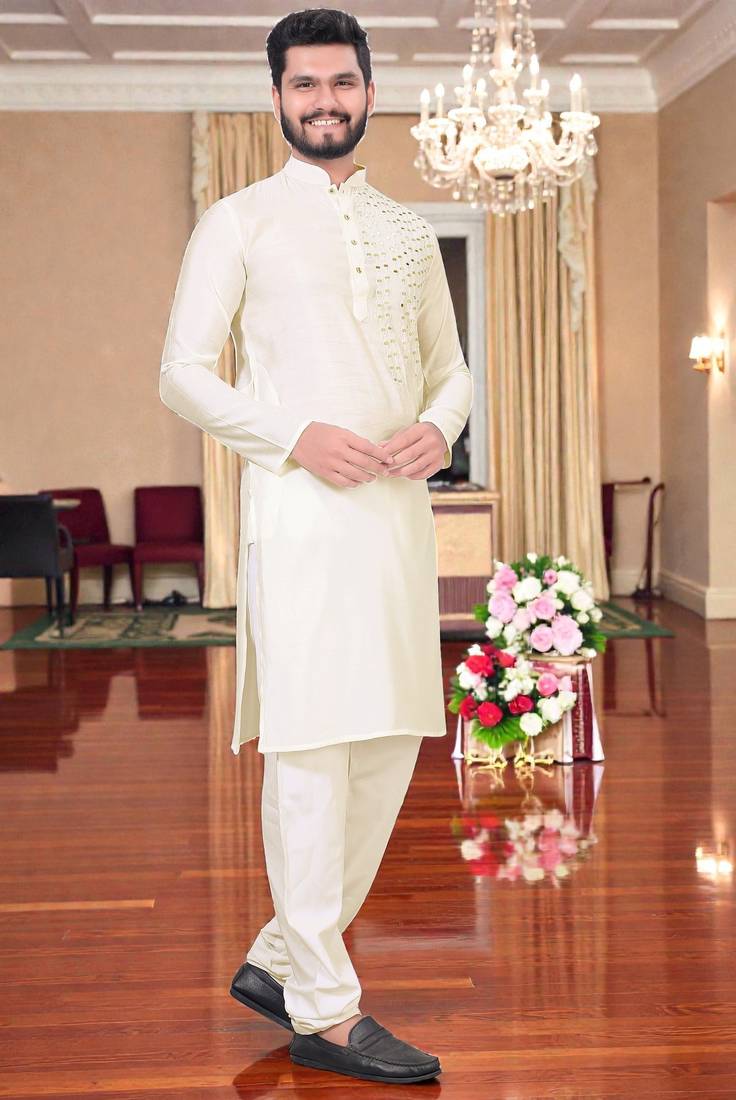 men’s festive special traditional cotton kurta with regular fit