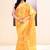 Women's yellow embellished cotton blend printed saree
